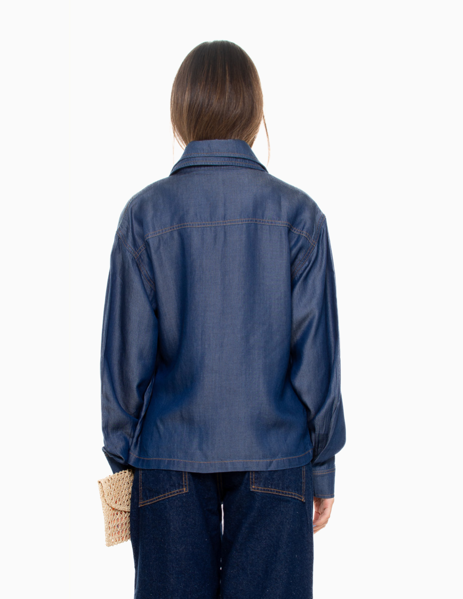 Dark-Wash Long Sleeve Denim