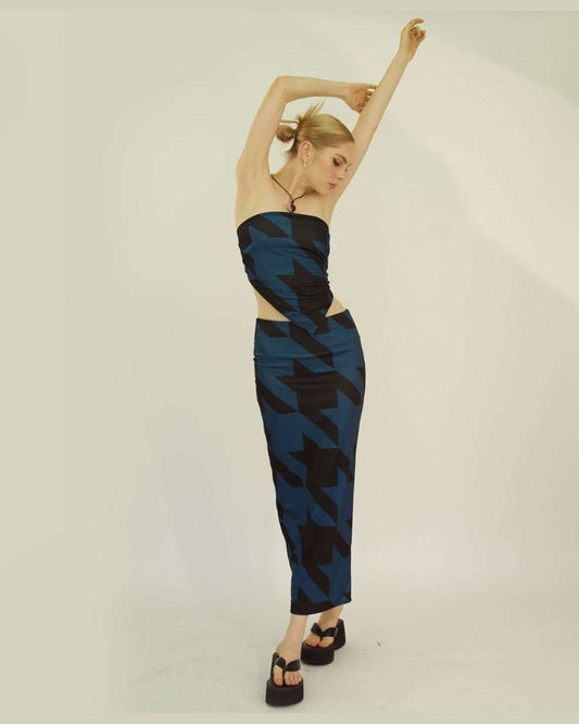 Long Skirt in Houndstooth