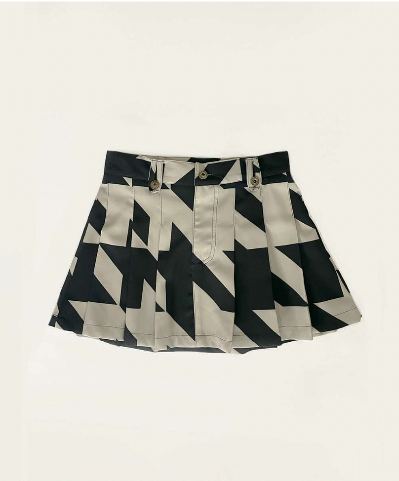 Pleated Mini Skirt in Houndstooth