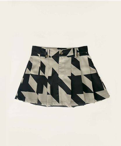 Pleated Mini Skirt in Houndstooth